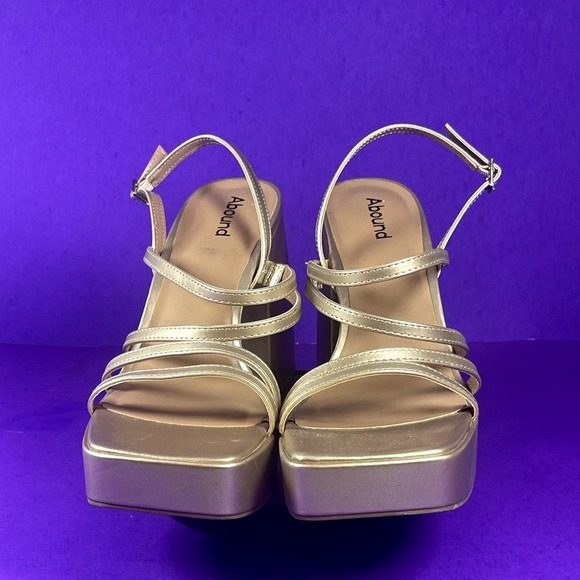 Aboud Women's Gold Strappy Platform Heeled Sandals Shoe Size 10-NEW - Picture 2 of 8
